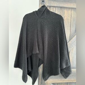 APT. 9 Pancho Sweater Handkerchief Hem High Neckline Hooded Knitted Gray